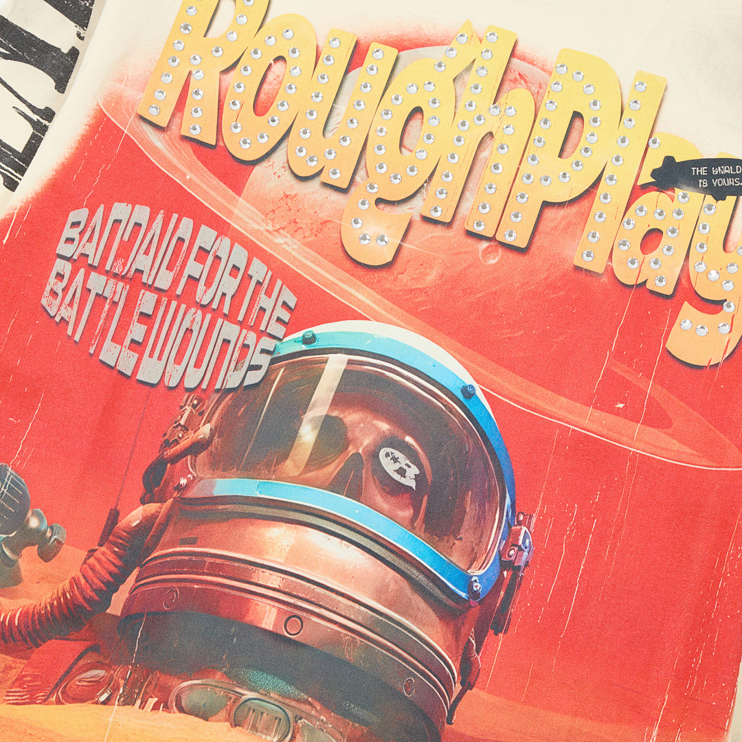 Roughplay Vintage Astronaut Graphic Long Sleeve Tee Men Oversized Streetwear Top
