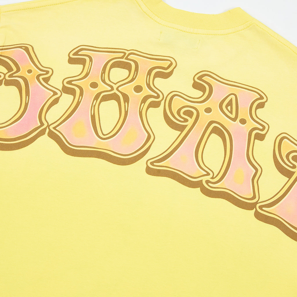 Yellow Vintage Peace Symbol Globe Graphic Oversized T‑Shirt